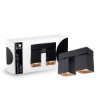 D'Lite Luce da soffitto Kubo Aluminium Nero Inclinabile e Ruotabile | IP20 - Adatto per 2x GU10